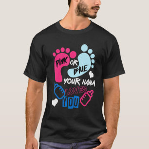 Roze of blauw van uw Nana houdt van genderonthulli T-shirt
