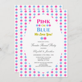 Roze of blauw van wie we houden van je sneeuwvlokk kaart