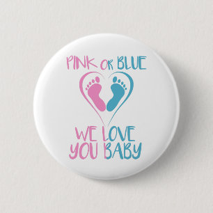 Roze of blauw we houden van je Baby, laat cadeautj Ronde Button 5,7 Cm
