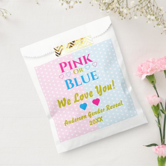 Roze of blauw, we houden van je! Geslacht Bedankzakje (Gezegeld)