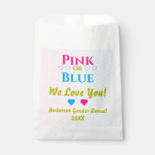 Roze of blauw, we houden van je! Geslacht Bedankzakje (Voorkant)