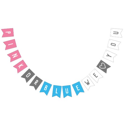 Roze of blauw We houden van je geslacht om je hart Vlaggetjes (Alle)