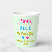 Roze of blauw, we houden van je! Geslacht Papieren Bekers (Voorkant)