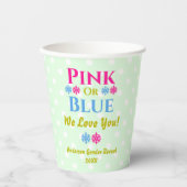 Roze of blauw, we houden van je! Geslacht Papieren Bekers (Voorkant)