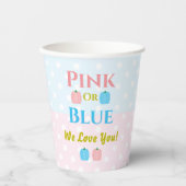 Roze of blauw, we houden van je! Geslacht Papieren Bekers (Voorkant)