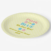 Roze of blauw, we houden van je! Geslacht Papieren Bordje (Gekanteld)