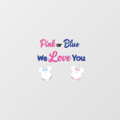 Roze of blauw We houden van je geslacht Raamsticker (Vel)