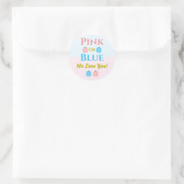 Roze of blauw, we houden van je! Geslacht Ronde Sticker