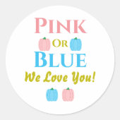 Roze of blauw, we houden van je! Geslacht Ronde Sticker (Voorkant)