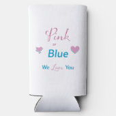 Roze of blauw We houden van je geslacht Seltzer Blikjeskoeler (Achterkant)