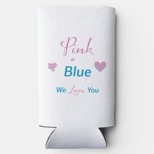 Roze of blauw We houden van je geslacht Seltzer Blikjeskoeler (Achterkant)