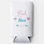 Roze of blauw We houden van je geslacht Seltzer Blikjeskoeler (Voorkant)
