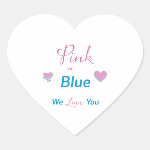 Roze of blauw We houden van je hart Sticker