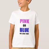 Roze of Blauw We houden van je T-shirt (Voorkant)