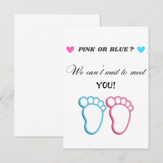 Roze of blauw we kunnen niet wachten om je kaart t (Voorkant / Achterkant)