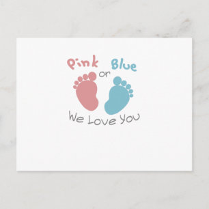 Roze of blauw We Love You Gender Reveal Baby showe Uitnodiging Briefkaart