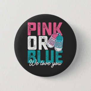 Roze Of Blauw We Love You Geslacht Reveal Ronde Button 5,7 Cm