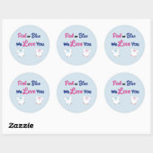 Roze of Blauw We Love You Layette Bodysuits Ronde Sticker (Vel)