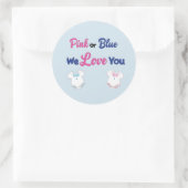 Roze of Blauw We Love You Layette Bodysuits Ronde Sticker (Tas)