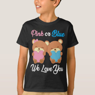 Roze of Blauw We Love You Teddy Bear - Gender Reve T-shirt
