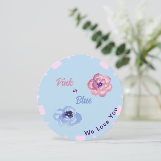 Roze of Blauw We Love You Waterverf Flowers Kaart (Staand voorkant)