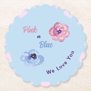 Roze of Blauw We Love You Waterverf Flowers Kartonnen Onderzetters