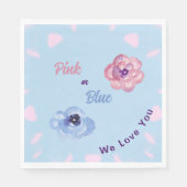 Roze of Blauw We Love You Waterverf Flowers Servet (Voorkant)