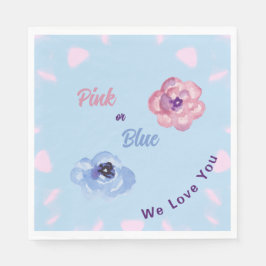 Roze of Blauw We Love You Waterverf Flowers Servet