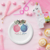 Roze of Blauw Winter Geslacht onthullen Party Papieren Bordje (Feest)