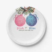 Roze of Blauw Winter Geslacht onthullen Party Papieren Bordje (Voorkant)