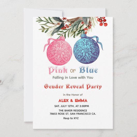 Roze of Blauw Winter Geslacht Onthullen Party Uitn Kaart (Voorkant)