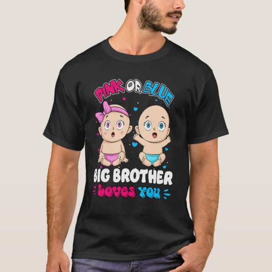 Roze of blauwe Baby Big Brother houdt van je Baby- T-shirt (Voorkant)