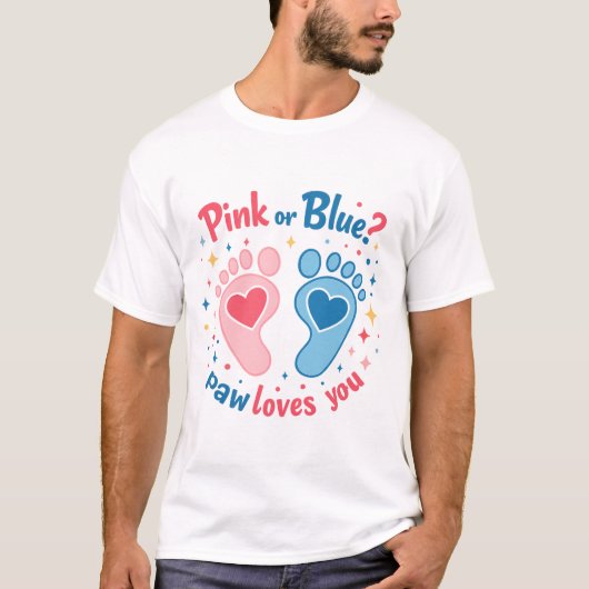 Roze of Blauwe Baby Gender Reveal T-shirt (Voorkant)