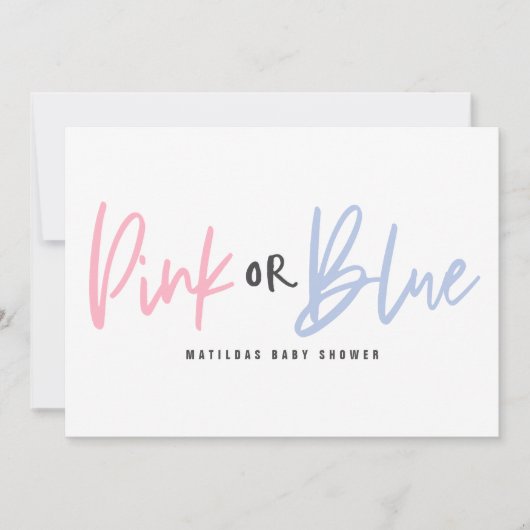 Roze of blauwe baby shower aankondiging (Voorkant)
