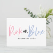 Roze of blauwe baby shower aankondiging (Staand voorkant)