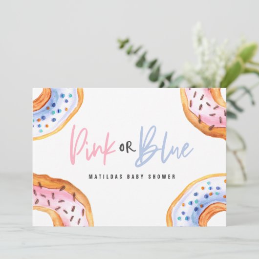 Roze of blauwe baby shower aankondiging (Staand voorkant)