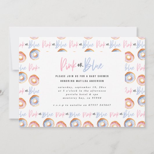 Roze of blauwe baby shower aankondiging (Achterkant)