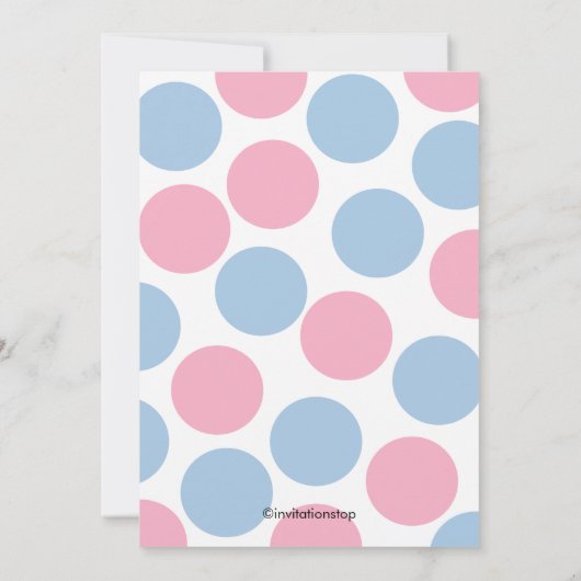 Roze of blauwe Baby shower onthullen Kaart (Achterkant)