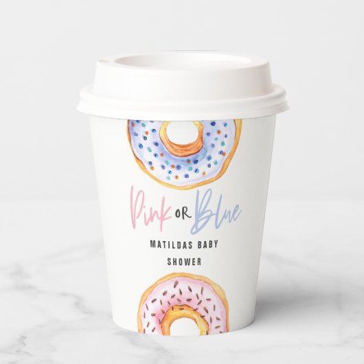 Roze of blauwe baby shower partij papieren bekers (Achterkant)