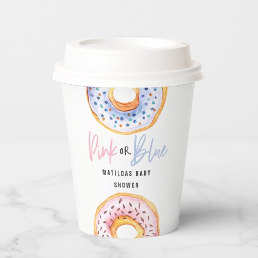 Roze of blauwe baby shower partij papieren bekers (Voorkant)