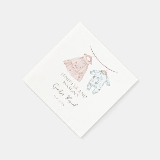 Roze of blauwe babykleding Boho Gender Reveal Servet (Hoek)