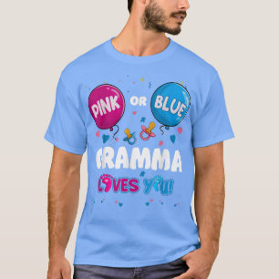 Roze of blauwe ballon Gramma houdt van je gender r T-shirt