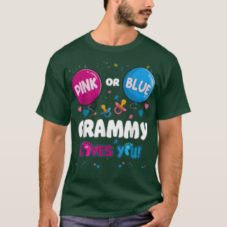 Roze of blauwe ballon Grammy houdt van jou Gender  T-shirt