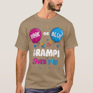 Roze of blauwe ballon Grampi houdt van je gender r T-shirt