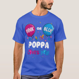 Roze of blauwe ballon Poppa houdt van je geslacht T-shirt