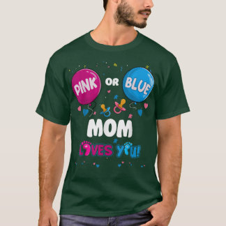 Roze of blauwe ballonmam houdt van je sekse onthul t-shirt