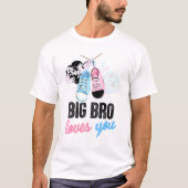 Roze of blauwe Big Bro houdt van je Baby T-shirt (Voorkant)