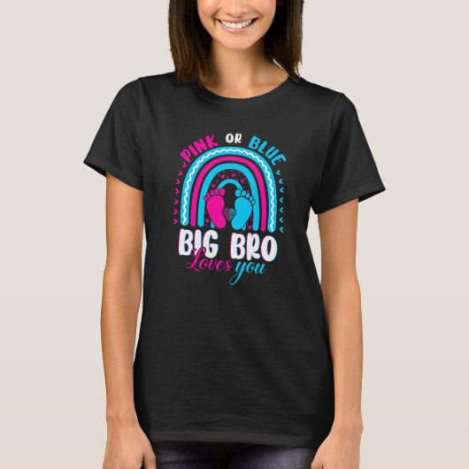 Roze of blauwe Big Brother houdt van je gender ont T-shirt (Voorkant)