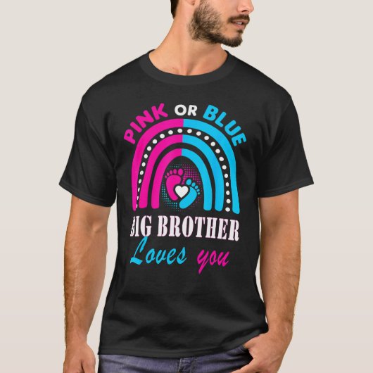 Roze of blauwe Big Brother houdt van je gender ont T-shirt (Voorkant)