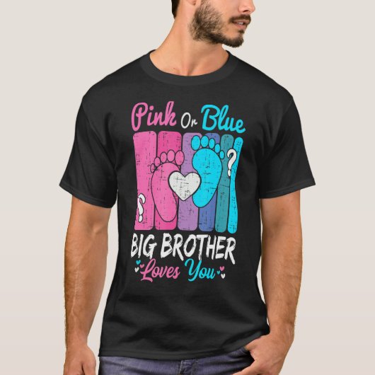 Roze of blauwe Big Brother houdt van je gender ont T-shirt (Voorkant)